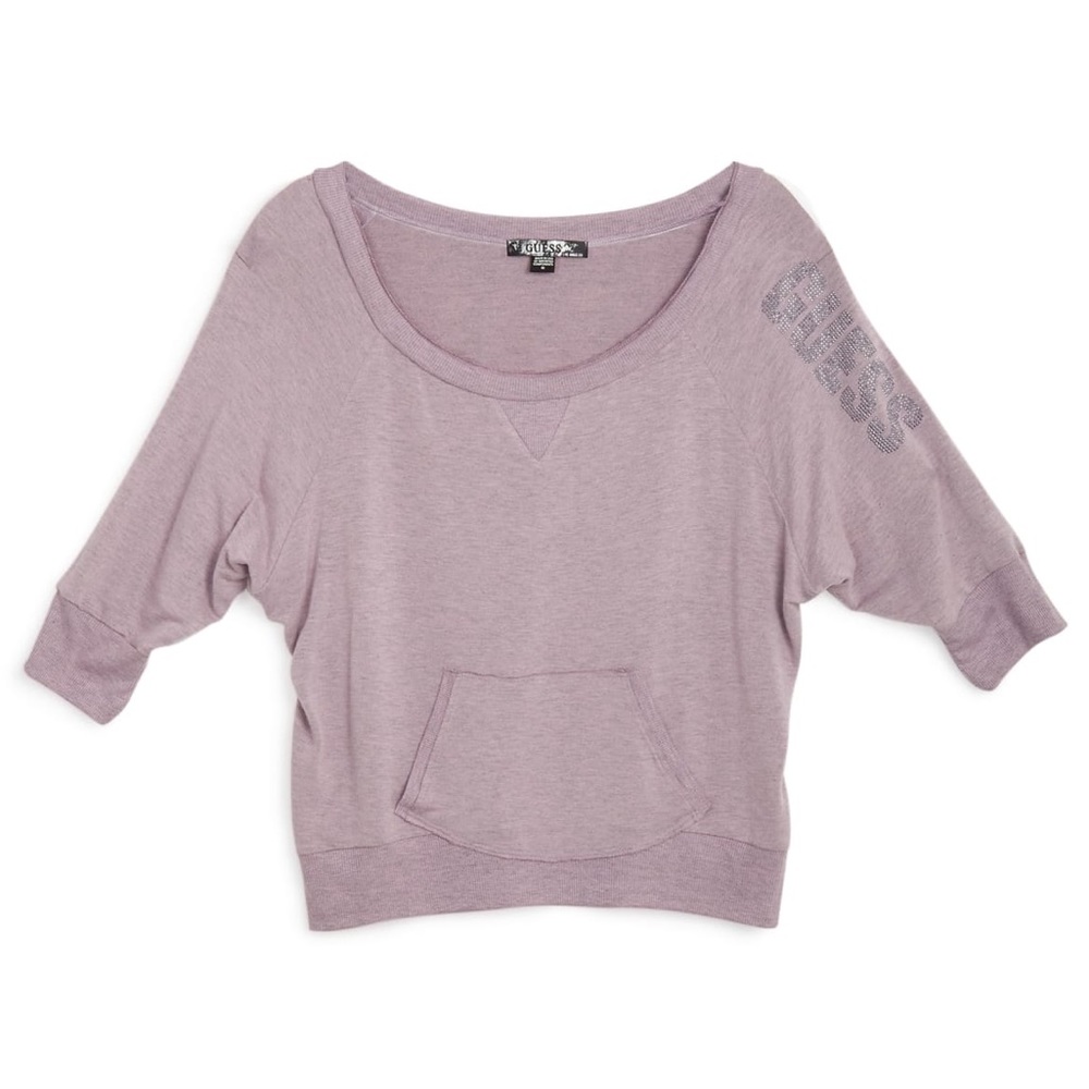 GUESS Rhinestone Logo Crop Sweatshirt - Picture 12 of 12